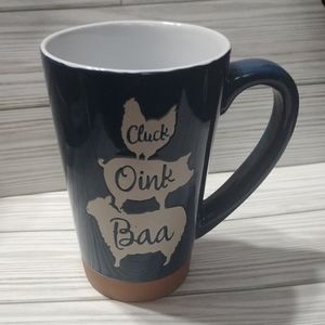 Chicken Pig Sheep Ceramic Latte Mug CLUCK OINK BAA Embossed Tall Coffee 17Oz NEW